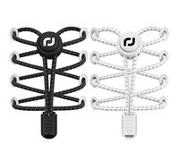 RJ-Sport Cordones elásticos con sistema de cordones de liberación rápida para una comodidad única y un agarre fuerte (negro reflectante + blanco reflectante)