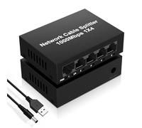 RJ45 1 to 4 Gigabit Network Splitter, Switch Ethernet 1000/100Mbps Ethernet Adaptador con Cable de alimentación, Divisor de Internet LAN, Divisor de Internet o Red para Cat 5/5e/6/7/8