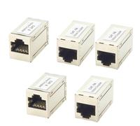 RJ45 8P8C CAT6A Acoplador Ethernet en línea recto a través del adaptador extensor recubierto de 10 Gbps hembra a hembra para cable LAN Ethernet Cat6/Cat5/Cat5e (5 piezas)