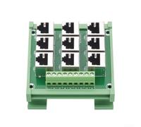 RJ45 9-Port 8P8C Ethernet Terminal Block Adapter DIN Rail Mount Screw Terminal Breakouts 18-26 AWG 100V Rated Compact Plastic Enclosure for RS485 RS422 RS232 DMX512