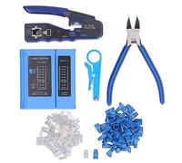 RJ45 CAT6 Herramienta de enmercado, Kit de herramientas de enjuague RJ45, Sturdy Crimper, 8p8c Ethernet Crimper, con cabezas de cristal de probador de red de stripper de alambre,