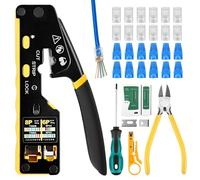 RJ45 Crimpadora de red con comprobador de cable de red, 50 unidades, conector CAT6, 50 unidades, botas para conector de red CAT5/CAT6/CAT7
