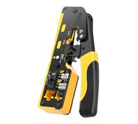 RJ45 Crimping Tool Kit With Stripping And Cutting Functions, For CAT8 Cat7 Cat6a Cat6 Cat5E Connectors, Includes Cable Tester And Pass-Through Plugs(Yellow)