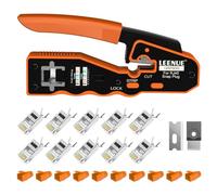 RJ45 Herramienta Crimp pasa a través de Kit Crimper Ethernet para Cat7 / Cat6a / Cat6 8P8C Conector Modular, Herramienta Corte todo en uno con 10 Pcs Cat6 pasa a través de Conectores, 10 Pcs Cubre