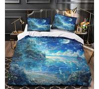 RJAVAGFZL Castillo de fantasía Impresión 3D 3 Piezas cubrecama Arte de fantasía del Cielo Nocturno Funda de edredón Microfibra morbida antiácaros para Chicos Hombres Adultos Super King（260x220cm）