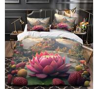 RJAVAGFZL Castillo de fantasía Impresión 3D 3 Piezas cubrecama Arte paisajístico mágico Funda de colchón Microfibra hipoalergénica Cierre Cremallera para Chicas Hombres Adultos Single (135x200cm)