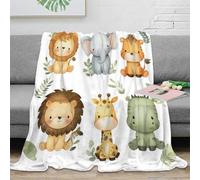RJAVAGFZL Estampado 3D Baby Animals Plaid Microfibra Ropa de Cama Anti-Bolitas Watercolor Jungle Manta para Aire Acondicionado Suave para alquileres Juveniles 40x50inch(100x130cm)