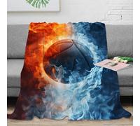 RJAVAGFZL Estampado 3D Basketball Flame Manta de salón Microfibra Ropa de Cama Anti-Bolitas Dynamic Sports Arte Plaid de salón cálido para jóvenes en salón 80×90inch(200x230cm)