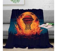 RJAVAGFZL Estampado 3D Basketball Hoop Manta de salón Microfibra Ropa de Cama no desprende Pelusa Flame Arte Plaid de salón cálido para Regalos para el hogar 80×90inch(200x230cm)