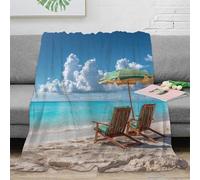 RJAVAGFZL Estampado 3D Beach Chairs frazada Microfibra Ropa de Cama Lavable Tropical Beach Scene Plaid de frazada Anti-Bolitas para Regalos para familias 40x50inch(100x130cm)