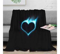 RJAVAGFZL Estampado 3D Blue Flame hearte Manta de Siesta Microfibra Ropa de Cama compacta Digital Arte Plaid de Oficina Suave y cálido Anti-Bolitas para Descanso en Oficina 80×90inch(200x230cm)