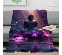 RJAVAGFZL Estampado 3D Buddha Statue Manta de Viaje Microfibra Ropa de Cama Anti-Bolitas Meditative Garden Scene Manta de Oficina compacta y Suave Lavable para Oficina 40x50inch(100x130cm)