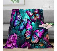 RJAVAGFZL Estampado 3D Butterfly Arte Manta Microfibra Ropa de Cama Lavable y Anti-Bolitas Vibrant Stained Glass Manta de Descanso Suave y cálida para Relax Diario 80×90inch(200x230cm)