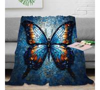 RJAVAGFZL Estampado 3D Butterfly Arte Plaid térmico Microfibra Ropa de Cama Compacto Stained Glass Manta de Siesta Anti-Bolitas para Estudiantes Durante el Estudio 60x80inch(150x200cm)