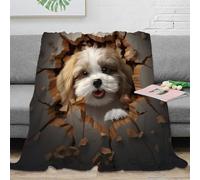 RJAVAGFZL Estampado 3D Cachorro Breaking Wall Manta Microfibra Ropa de Cama no desprende Pelusa Digital Arte Manta de habitación cálida para Estudiantes en dormitorios 80×90inch(200x230cm)