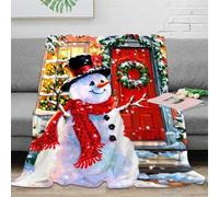 RJAVAGFZL Estampado 3D Christmas Snowman Manta de Cama Microfibra Ropa de Cama esponjosa y cálida Festive Winter Scene Manta de sofá Lavable para Regalos de Bienvenida a casa 40x50inch(100x130cm)