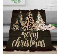 RJAVAGFZL Estampado 3D Christmas Trees Plaid térmico Microfibra Ropa de Cama Anti-Bolitas Festive Leopard Manta térmica Suave y cálida no desprende Pelusa para Noches frías 40x50inch(100x130cm)