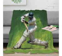RJAVAGFZL Estampado 3D Cricket Player Action Manta de Oficina Microfibra Ropa de Cama Transpirable Sports ilustracion Plaid de Oficina Anti-Bolitas para Regalos para colegas 80×90inch(200x230cm)