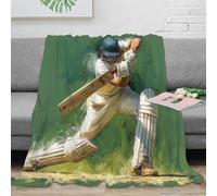 RJAVAGFZL Estampado 3D Cricket Player Action Manta de Viaje Microfibra Ropa de Cama Anti-Bolitas Sports ilustracion Plaid de Viaje Compacto para Regalos para aventureros 50x60inch(127x152cm)