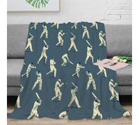 RJAVAGFZL Estampado 3D Cricket Player Manta de habitación Microfibra Ropa de Cama Elegante Sport ilustracion Manta de Cama Suave para Regalos para recién Casados 40x50inch(100x130cm)