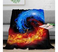 RJAVAGFZL Estampado 3D Fire and Water Manta Microfibra Ropa de Cama no desprende Pelusa Dynamic Energy Swirl Manta de habitación cálida 70×80inch(180x200cm)