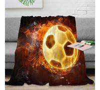 RJAVAGFZL Estampado 3D Fireball-Soccer Manta de salón Microfibra Ropa de Cama Elegante Dynamic-Flame Plaid de salón Esponjoso para Regalos de Boda 80×90inch(200x230cm)