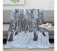 RJAVAGFZL Estampado 3D Forest Scene Manta de Oficina Microfibra Ropa de Cama Anti-Bolitas Snow-Covered Birch Manta de Descanso cálida para Regalos para Profesionales ocupados 40x50inch(100x130cm)