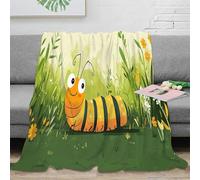 RJAVAGFZL Estampado 3D gatoerpillar Manta Microfibra Ropa de Cama Lavable en Lavadora Dibujo Animado Garden Scene Plaid Anti-Bolitas para Estudiantes Fuera de casa 40x50inch(100x130cm)