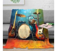 RJAVAGFZL Estampado 3D Guitar Set Manta para Todas Las Estaciones Microfibra Ropa de Cama versátil Rock Music frazada Suave para Estudiantes Fuera de casa 70×80inch(180x200cm)