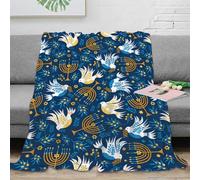 RJAVAGFZL Estampado 3D Hanukkah Design Manta de Cama Microfibra Ropa de Cama esponjosa y cálida Festive Pattern Manta de sofá Lavable para Regalos de Bienvenida a casa 80×90inch(200x230cm)