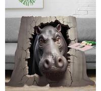 RJAVAGFZL Estampado 3D Hippo Cara Breaking Manta de sofá Microfibra Ropa de Cama no desprende Pelusa 3D Wall Arte Manta de Relax Suave para jóvenes en Noches de Relax 80×90inch(200x230cm)
