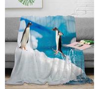RJAVAGFZL Estampado 3D in Motion Manta de Viaje Microfibra Ropa de Cama Suave Antarctic Wildlife Manta de Descanso cálida y esponjosa Anti-Bolitas para Relax en Viaje 70×80inch(180x200cm)