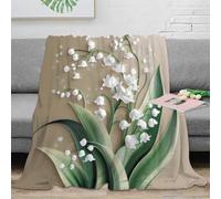 RJAVAGFZL Estampado 3D Lily-of-The-Valley Manta de salón Microfibra Ropa de Cama no desprende Pelusa Botanical Wall Arte Plaid de salón cálido para Regalos para el hogar 50x60inch(127x152cm)