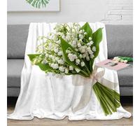 RJAVAGFZL Estampado 3D Lily-of-The-Valley Manta para Aire Acondicionado Microfibra Ropa de Cama esponjosa Spring-Floral-Bouquet Plaid para Verano Suave 50x60inch(127x152cm)