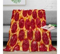 RJAVAGFZL Estampado 3D Pepperoni Pizza frazada Microfibra Ropa de Cama no desprende Pelusa Italian- Food Plaid de frazada Suave y cálido Lavable para casa 50x60inch(127x152cm)