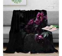 RJAVAGFZL Estampado 3D Purple Flowers Manta de Viaje Microfibra Ropa de Cama compacta Gothic Garden Scene Manta de Viaje Suave para Regalos para quienes viajan por Trabajo 80×90inch(200x230cm)