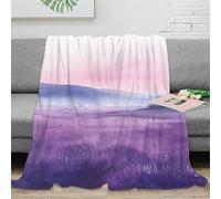RJAVAGFZL Estampado 3D Purple Landscape Manta de salón Microfibra Ropa de Cama Anti-Bolitas Watercolor Serene Scene Plaid de salón cálido para jóvenes en salón 60x80inch(150x200cm)