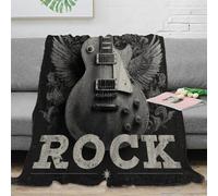 RJAVAGFZL Estampado 3D Rock Guitar Manta de Cama Microfibra Ropa de Cama esponjosa y cálida Vintage Rock Poster Manta de sofá Lavable para Regalos de Bienvenida a casa 50x60inch(127x152cm)