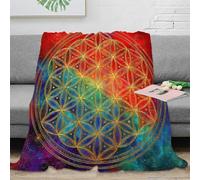 RJAVAGFZL Estampado 3D Sacred Geometry Manta térmica Microfibra Ropa de Cama Suave Spiritual Arte Plaid térmico Esponjoso y cálido Anti-Bolitas no desprende Pelusa para Invierno 50x60inch(127x152cm)