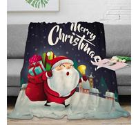 RJAVAGFZL Estampado 3D Santa Claus Manta de Cama Microfibra Ropa de Cama Lavable Christmas Festive Plaid de Cama Suave y cálido Anti-Bolitas para Uso Nocturno 80×90inch(200x230cm)
