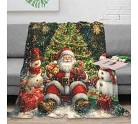 RJAVAGFZL Estampado 3D Santa Claus Manta de salón Microfibra Ropa de Cama esponjosa Festive Holiday Plaid de salón Lavable para jóvenes en casa compartida 50x60inch(127x152cm)