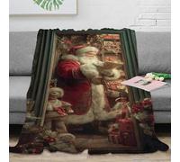 RJAVAGFZL Estampado 3D Santa Claus Reading Manta de Viaje Microfibra Ropa de Cama Suave Christmas Festive Manta de Descanso Anti-Bolitas para Regalos para quienes viajan Mucho 40x50inch(100x130cm)