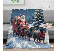 RJAVAGFZL Estampado 3D Santa Claus Sleigh Plaid de habitación Microfibra Ropa de Cama Esponjoso Christmas Perro Team frazada Suave Anti-Bolitas Lavable para habitación 60x80inch(150x200cm)
