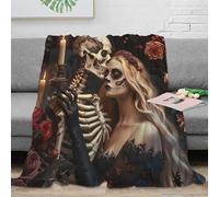 RJAVAGFZL Estampado 3D Skeleton Romance Manta de sofá Microfibra Ropa de Cama no desprende Pelusa Gothic Romantic Manta de Relax Suave para Regalos para Noches de Relax 40x50inch(100x130cm)