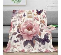 RJAVAGFZL Estampado 3D Vintage Flowers Manta de Siesta Microfibra Ropa de Cama Ligera Romantic Floral Design Manta de Viaje compacta y Suave Anti-Bolitas para Viajes 80×90inch(200x230cm)