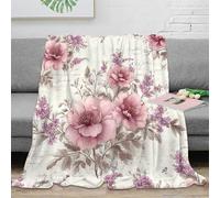 RJAVAGFZL Estampado 3D Vintage Flowers Manta de Viaje Microfibra Ropa de Cama Anti-Bolitas Romantic Floral Design Manta de Viaje compacta para Regalos para viajeros 70×80inch(180x200cm)