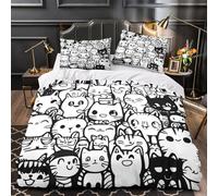 RJAVAGFZL Lindo Garabato de Gato Impresión 3D 3 Piezas cubrecama Funda de colchón Microfibra hipoalergénica Cierre Cremallera para bebés Mujeres Adultos Double（200x200cm）