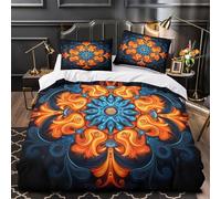 RJAVAGFZL Mandala Adornado Impresión 3D 3 Piezas Funda de colchón Arte Fractal Abstracto Funda de edredón Microfibra hipoalergénica Transpirable para bebés Chicos Mujeres King（220x240cm）