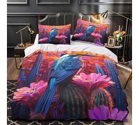 RJAVAGFZL pájaro martín Pescador Impresión 3D 3 Piezas Funda de edredón Estilo de Mosaico Vibrante Funda de colchón Microfibra Cierre Cremallera antiácaros para bebés Chicas Adultos Double（200x200cm）