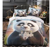 RJAVAGFZL Panda sosteniendo Modelo Impresión 3D 3 Piezas cubrecama Funda de edredón Microfibra hipoalergénica Transpirable para Chicos Chicas Hombres Single（140x200cm）